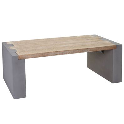 Couchtisch HWC-A15, Wohnzimmertisch, Beton-Optik Tanne Holz, massiv MVG 46x122x60cm