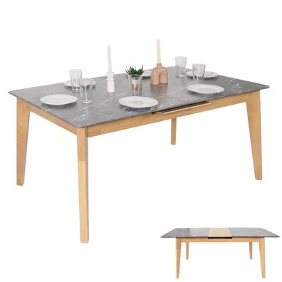 Esszimmertisch HWC-M57, Esstisch, Massiv-Holz 160-200x90cm, ausziehbar