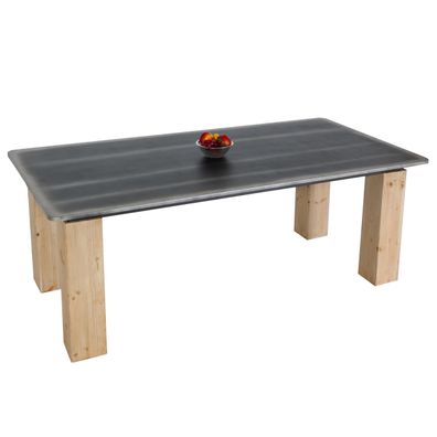 Esstisch HWC-L76, Tisch, Industrial Massiv-Holz MVG 200x100cm, natur mit Metall-Optik