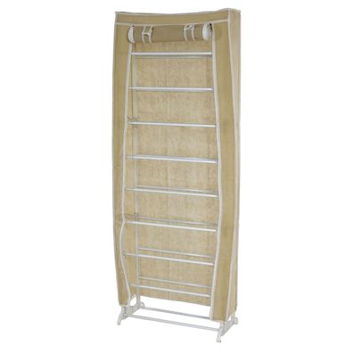 Schuhschrank Campingschrank Faltschrank Stoff 140x52x18cm creme