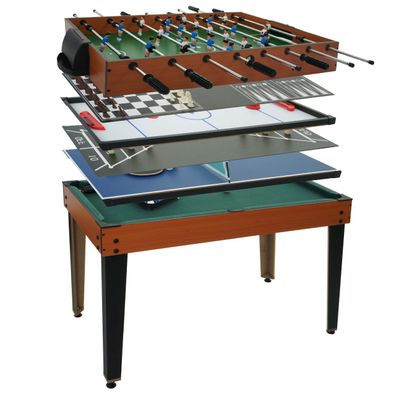 Tischkicker HWC-M33, Tischfußball Billard Hockey 7in1 Multiplayer Spieletisch, MDF