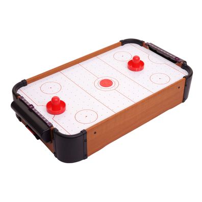 Mini Air Hockey HWC-J10, Tischspiel Lufthockey inklusive Zubehör, Holz 56x30x10cm