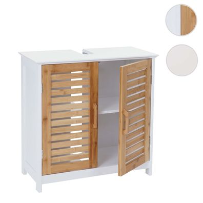 Waschbeckenunterschrank HWC-B41, Badschrank, MDF 60x60x30cm weiß-braun