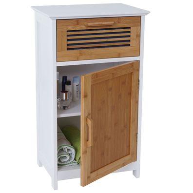 Kommode HWC-A85, Badezimmerkommode Badschrank Bambus, 71x40x31cm weiß