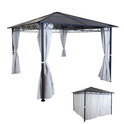 Hardtop Pergola HWC-C77, Garten Pavillon, Kunststoff-Dach Seitenwand Alu 3x3m