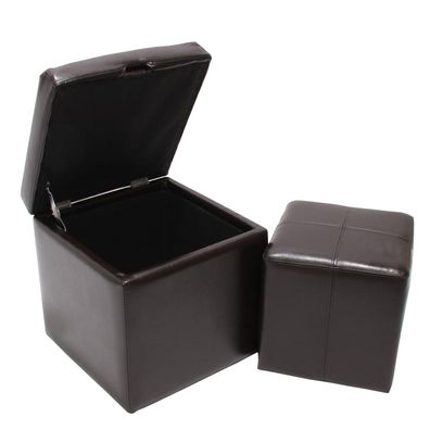 2er Set Hocker Sitzwürfel Sitzhocker Aufbewahrungsbox Onex, LEDER, 45x44x44cm