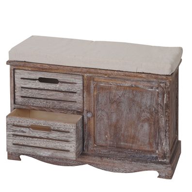 Sitzbank HWC-J22, Bank Kommode, Shabby-Look Vintage MVG-zertifiziert 49x71x32cm braun