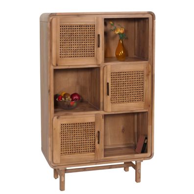 Highboard HWC-M47, Kommode Schrank, Akazie Massiv-Holz gebeizt 141x90x35cm 32kg