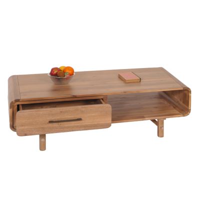 Couchtisch HWC-M47, Wohnzimmertisch Beistelltisch, Massiv-Holz 44x125x60cm 25kg