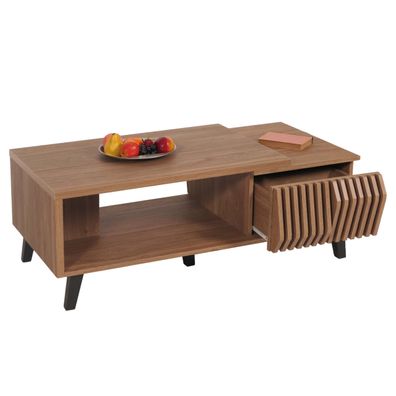 Couchtisch HWC-M45, Wohnzimmertisch Sofatisch, 3D-Design Schubladen 44x120x65cm