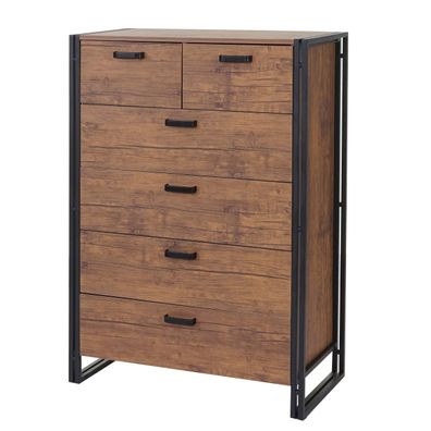 Highboard HWC-A27, Kommode, 6 Schubladen 115x80x40cm 3D-Struktur, Wildeiche-Optik