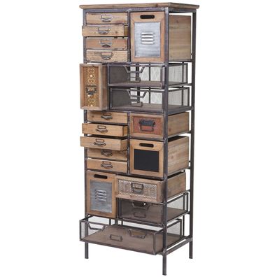 Apotheker-Schrank HWC-A43, Kommode, Tanne Holz massiv Vintage Shabby-Look 143x56x33cm