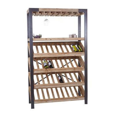 Weinregal HWC-D60, Flaschenhalter Weinständer 40 Flaschen, Massivholz 189x114x39cm