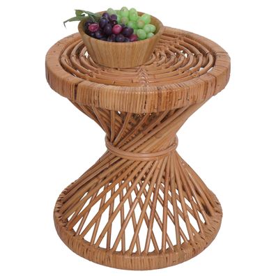 Beistelltisch HWC-M31, Blumentisch Rattantisch, rund 43x38x38cm, Kubu-Rattan natur