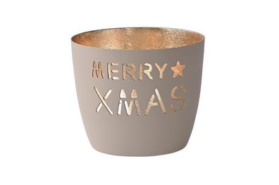 Madras Windlicht M, Merry Christmas, Sandstone/Gold, 1030704029 1 St