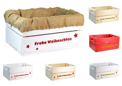 Holzkiste mit Glitter-Aufdruck Frohe Weihnachten - Stiege Steige Präsentkorb Geschenk