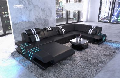 Wohnlandschaft Venedig Ledersofa mit LED