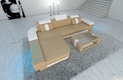 Ecksofa Bellagio als Ledersofa mit LED