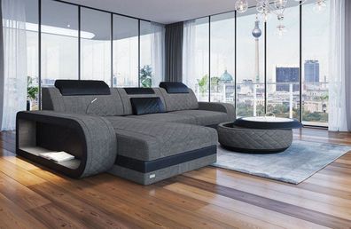 Stoffsofa Berlin Ecksofa mit LED und Stoffbezug