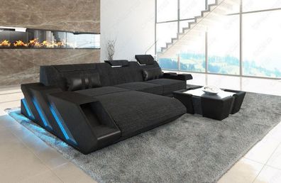 Sofa Apollonia Ecksofa mit LED und Stoffbezug