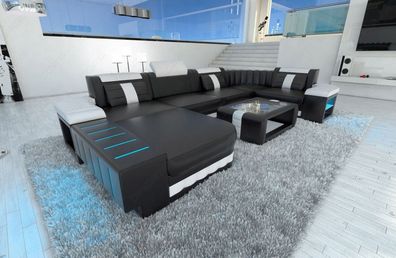 Wohnlandschaft Bellagio U Form Mini Ledersofa