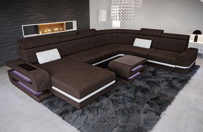 XXL Sofa Bologna Mini U Form Stoff