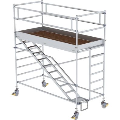 Günzburger Steigtechnik Rollgerüst 1,35 x 3 m mit Schrägaufstiegen & Ausleger Plattfo