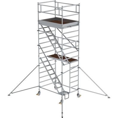 Günzburger Steigtechnik Rollgerüst 1,35 x 1,8 m mit Schrägaufstiegen & Ausleger Platt