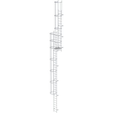 Günzburger Steigtechnik mehrzügige Steigleiter mit Rückenschutz (Bau) Aluminium blank