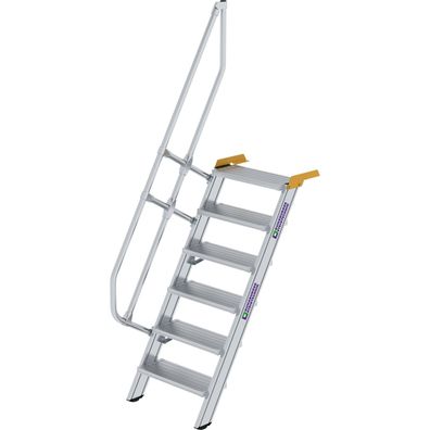 Günzburger Steigtechnik Treppe 60° Stufenbreite 600 mm 6 Stufen Aluminium geriffelt