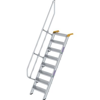 Günzburger Steigtechnik Treppe 60° Stufenbreite 600 mm 8 Stufen Aluminium geriffelt