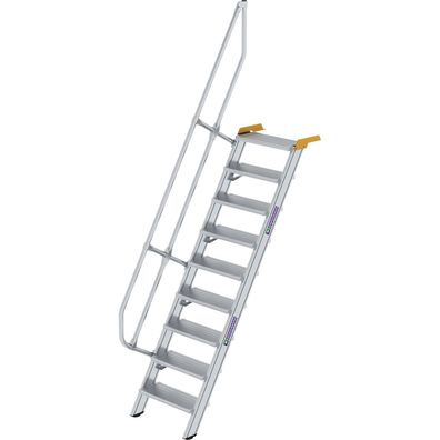 Günzburger Steigtechnik Treppe 60° Stufenbreite 600 mm 9 Stufen Aluminium geriffelt