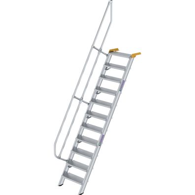 Günzburger Steigtechnik Treppe 60° Stufenbreite 600 mm 11 Stufen Aluminium geriffelt