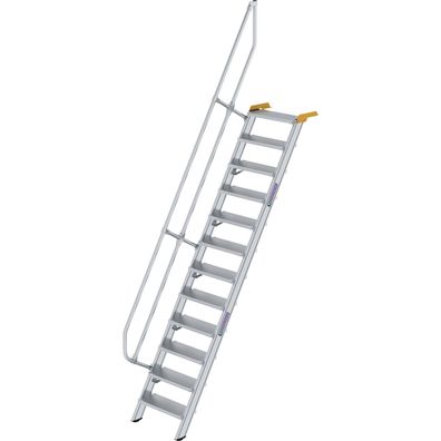 Günzburger Steigtechnik Treppe 60° Stufenbreite 600 mm 12 Stufen Aluminium geriffelt