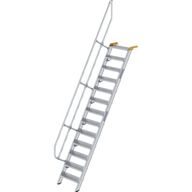 Günzburger Steigtechnik Treppe 60° Stufenbreite 600 mm 13 Stufen Aluminium geriffelt