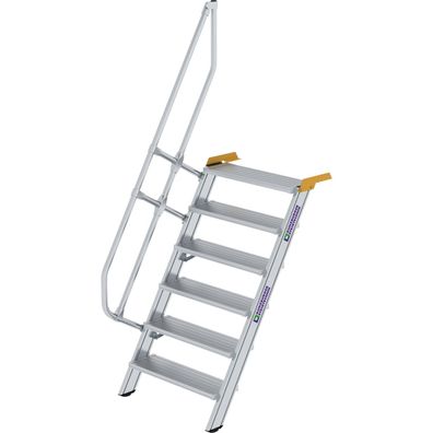 Günzburger Steigtechnik Treppe 60° Stufenbreite 800 mm 6 Stufen Aluminium geriffelt