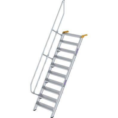 Günzburger Steigtechnik Treppe 60° Stufenbreite 800 mm 10 Stufen Aluminium geriffelt