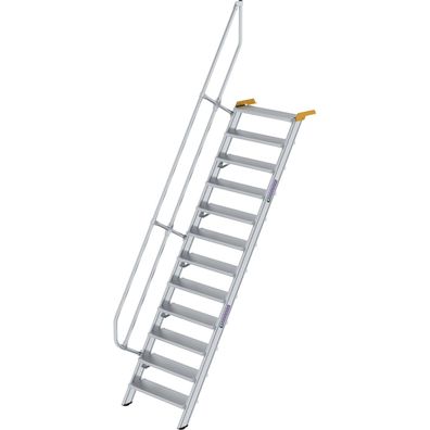 Günzburger Steigtechnik Treppe 60° Stufenbreite 800 mm 12 Stufen Aluminium geriffelt