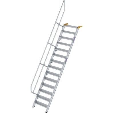 Günzburger Steigtechnik Treppe 60° Stufenbreite 800 mm 14 Stufen Aluminium geriffelt