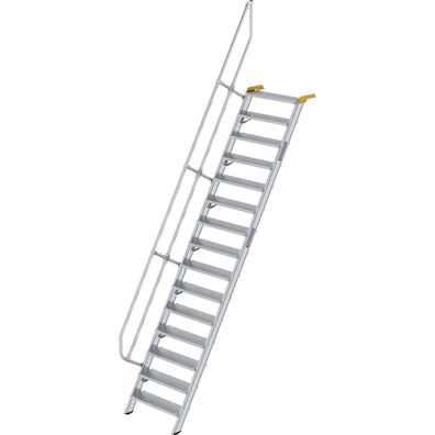 Günzburger Steigtechnik Treppe 60° Stufenbreite 800 mm 15 Stufen Aluminium geriffelt