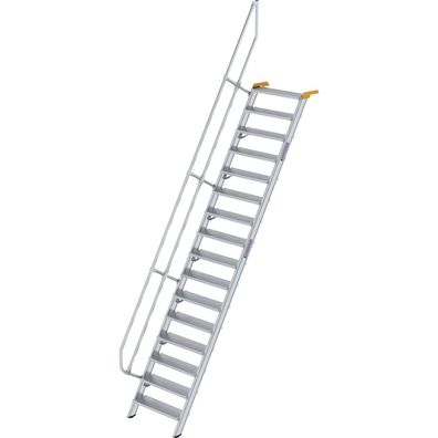 Günzburger Steigtechnik Treppe 60° Stufenbreite 800 mm 16 Stufen Aluminium geriffelt