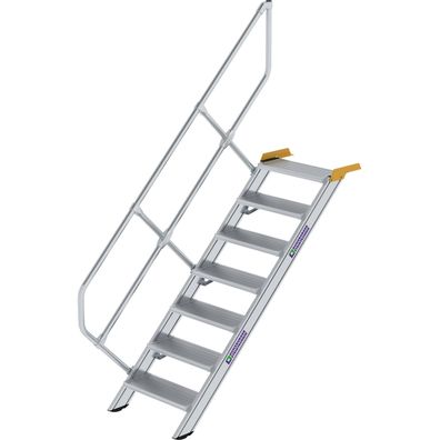 Günzburger Steigtechnik Treppe 45° Stufenbreite 600 mm 7 Stufen Aluminium geriffelt