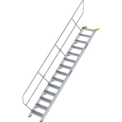 Günzburger Steigtechnik Treppe 45° Stufenbreite 600 mm 14 Stufen Aluminium geriffelt