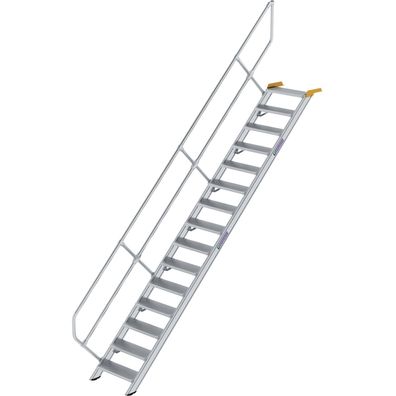 Günzburger Steigtechnik Treppe 45° Stufenbreite 600 mm 15 Stufen Aluminium geriffelt