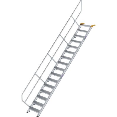 Günzburger Steigtechnik Treppe 45° Stufenbreite 600 mm 16 Stufen Aluminium geriffelt