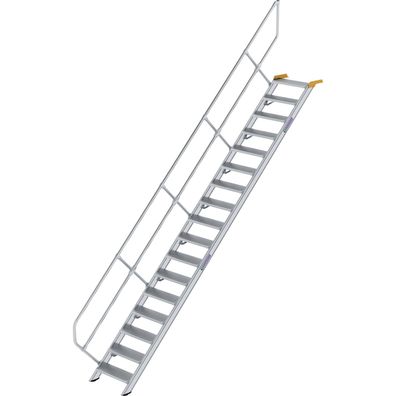 Günzburger Steigtechnik Treppe 45° Stufenbreite 600 mm 17 Stufen Aluminium geriffelt