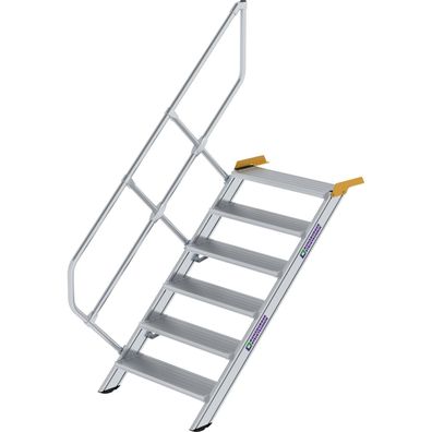 Günzburger Steigtechnik Treppe 45° Stufenbreite 800 mm 6 Stufen Aluminium geriffelt