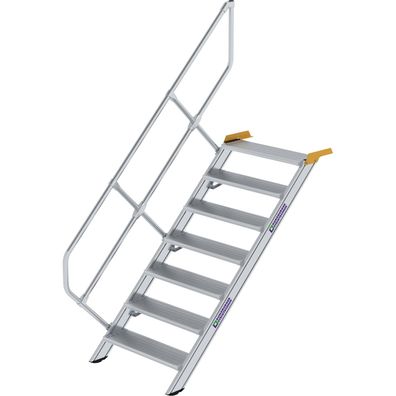 Günzburger Steigtechnik Treppe 45° Stufenbreite 800 mm 7 Stufen Aluminium geriffelt