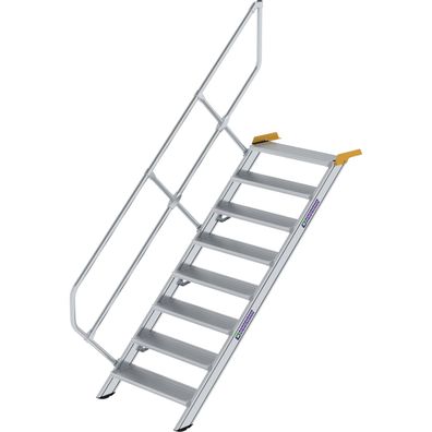 Günzburger Steigtechnik Treppe 45° Stufenbreite 800 mm 8 Stufen Aluminium geriffelt