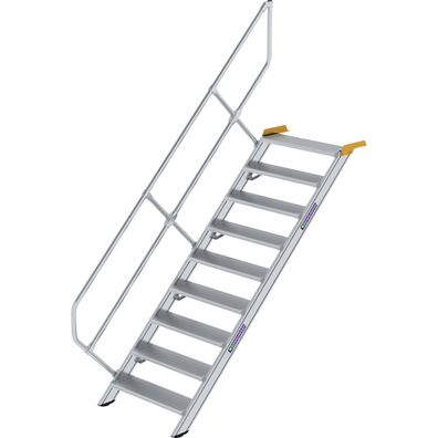 Günzburger Steigtechnik Treppe 45° Stufenbreite 800 mm 9 Stufen Aluminium geriffelt